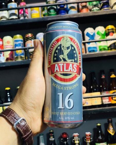 Bia Atlas Mega Strong 16%-Lon 500ml