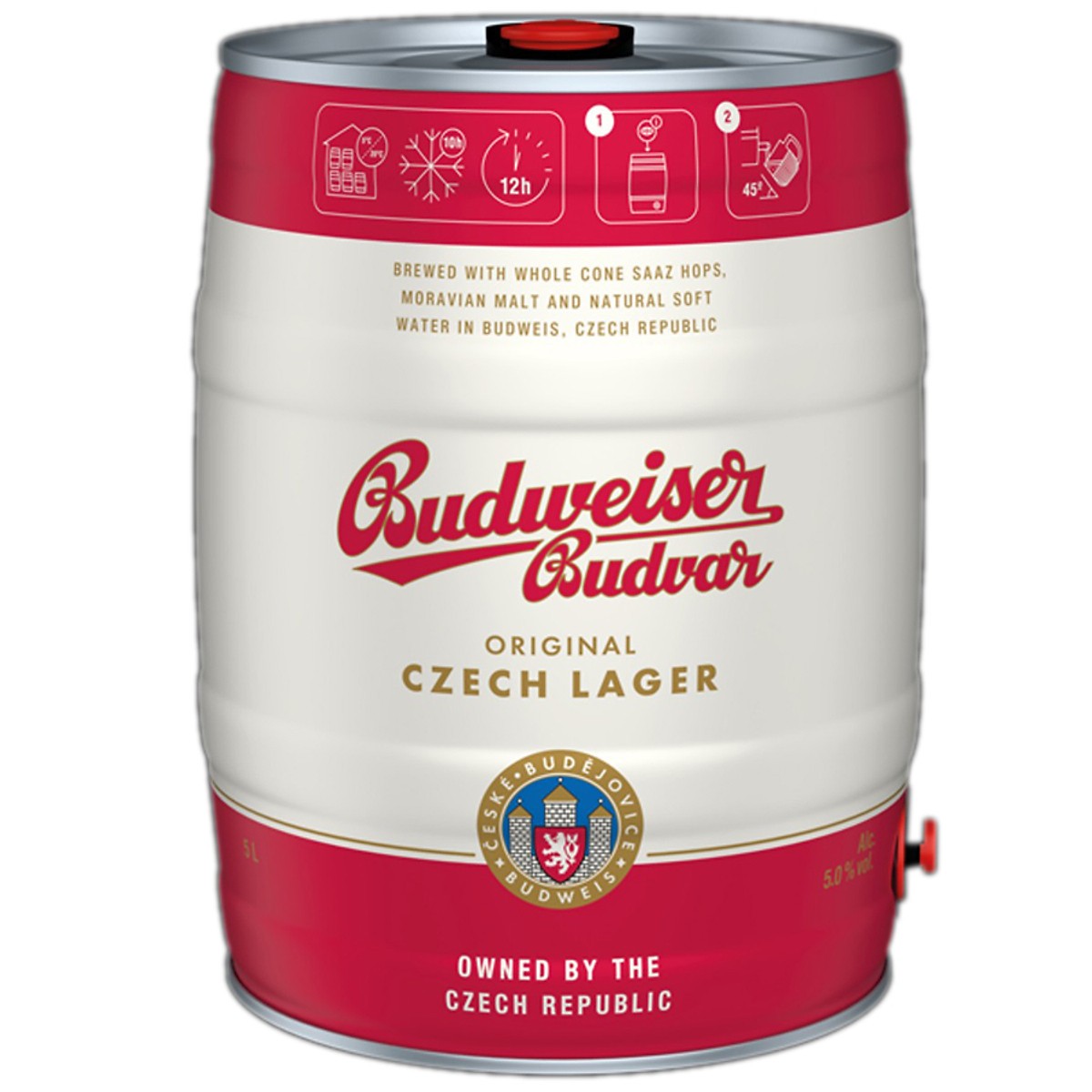 Bia Budweiser Budvar Original 5% - bom 5 lít 